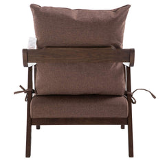 Bentwood Brown Fabric Armchair Accent Chair with Solid Wood Frame