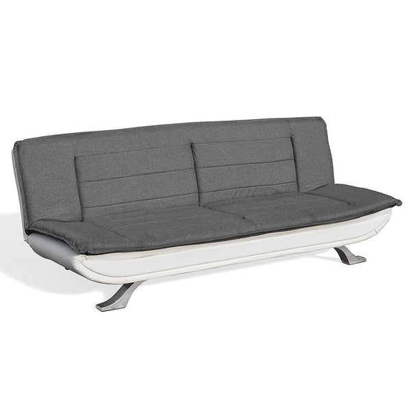 ALISON Tufted 3-Seater Sofa Bed with Chrome Feet, Charcoal & White