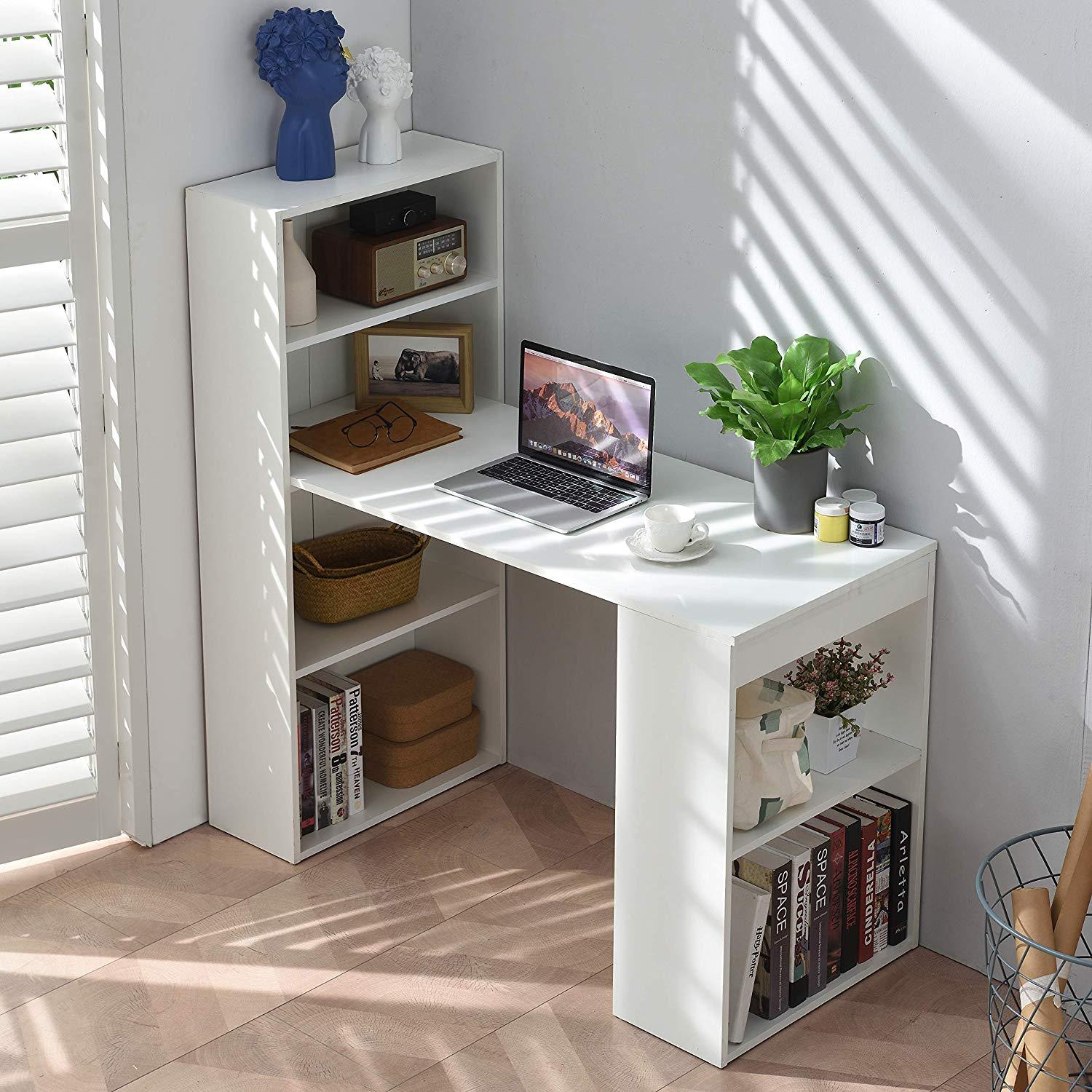 Cherry Tree Furniture BERGEN Computer Desk Home Office Desk with Shelving White