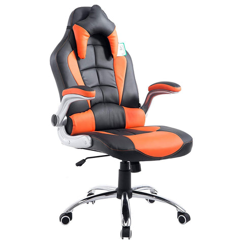 CTF High Back Racing Sport Swivel Chair with Adjustable Armrests & Headrest Cushion, Orange