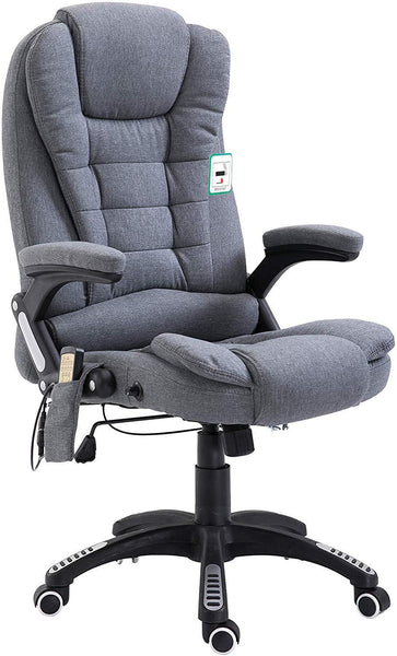 Cherry Tree Furniture Executive Recline Extra Padded Office Chair Massage, Grey Fabric