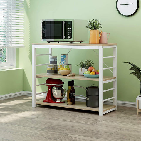 Cherry Tree Furniture Microwave Rack Shelf, Kitchen Organiser Workstation White Oak Colour, A