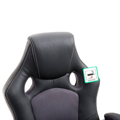 CTF Sport Racing Gaming PU Leather & Fabric Swivel Office Chair, Dark Grey