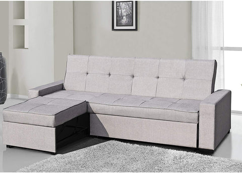 Cherry Tree Furniture SALM 3-Seater Sofa with Convertible Chaise Grey Fabric
