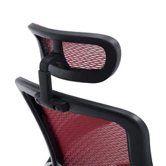 Mesh High Back Extra Padded Swivel Office Chair with Head Support & Adjustable Arms, Red