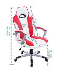 High Back Racing Sport Gaming Computer Office Desk PU Leather Swivel Chair in Contrasting Colours, White & Red