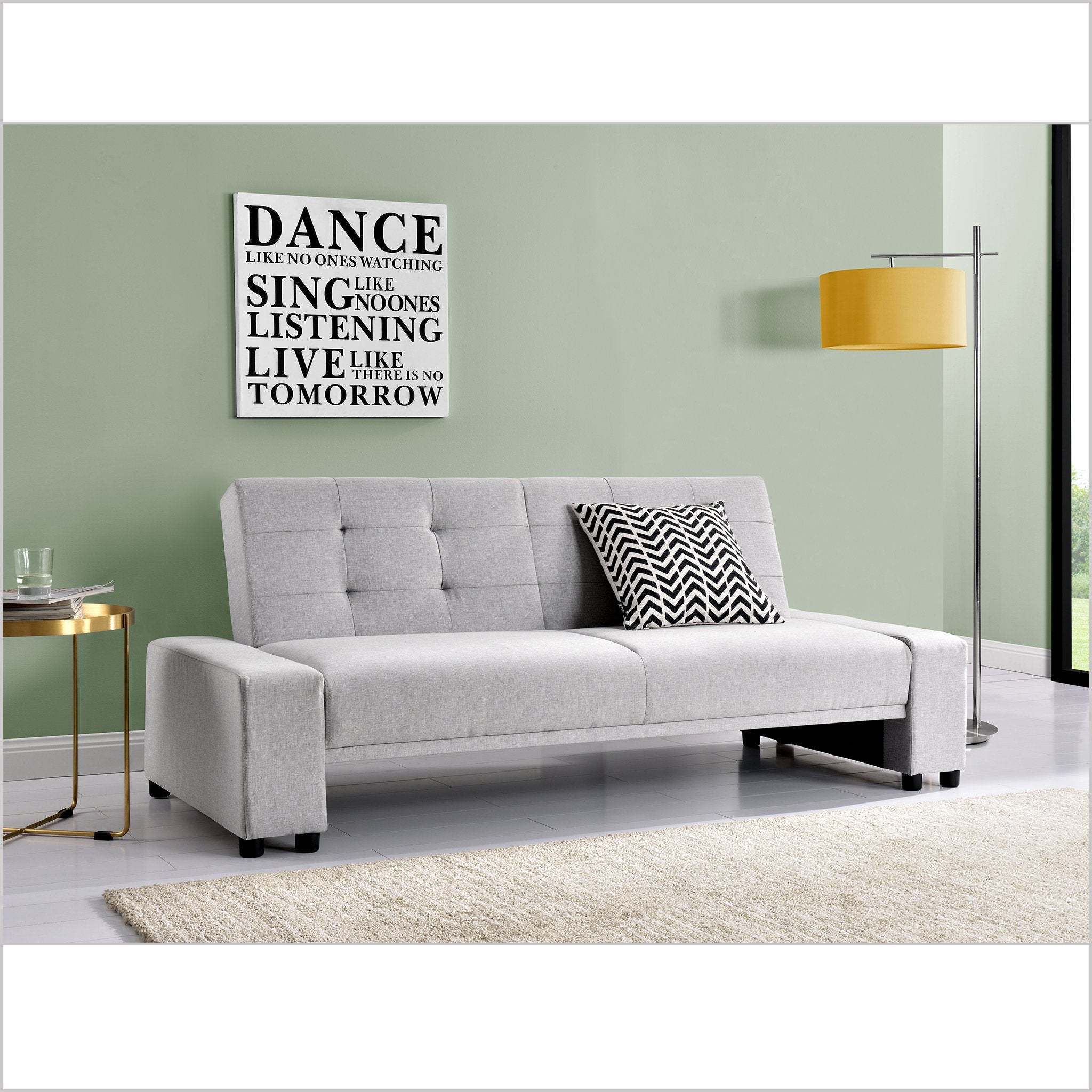 BEATRICE Light Grey Fabric 3-Seater Sofa Bed Sleeper Sofa, Grey