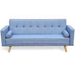 NORA 3-Seater Fabric Sofa Bed Sleeper Sofa with Cushions, Blue