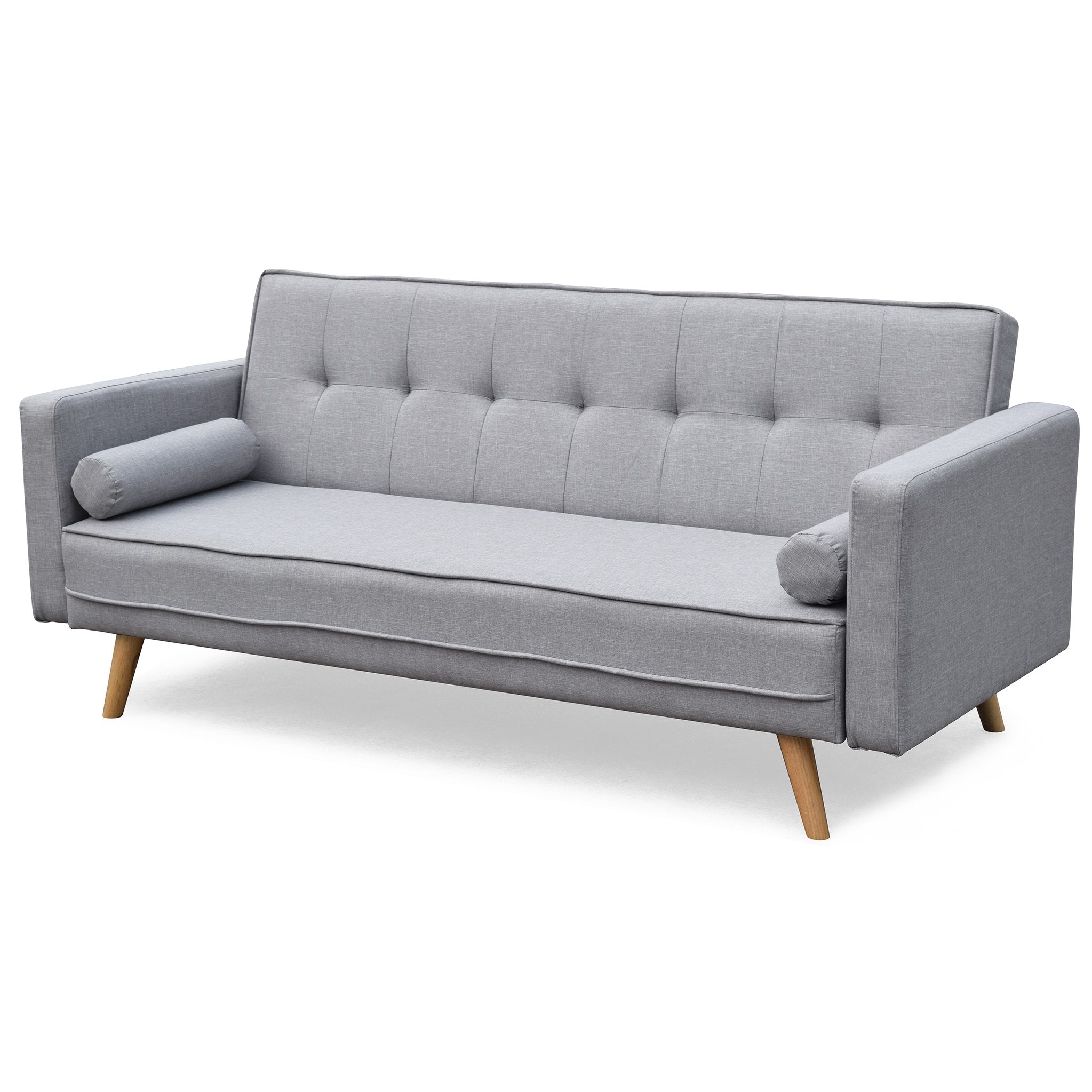 NORA 3-Seater Fabric Sofa Bed Sleeper Sofa with Cushions, Grey
