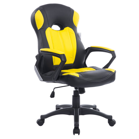 Racing Gaming Style PU Leather Swivel Office Chair,Black & Yellow