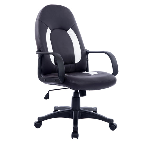 New Design Medium Back PU Leather Swivel Office Chair, Black & White