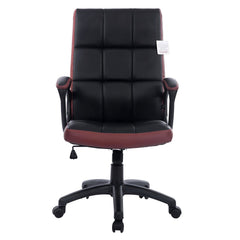 Waffle Contrasting Panels High Back PU Leather Swivel Executive Office Chair, Black & Brown