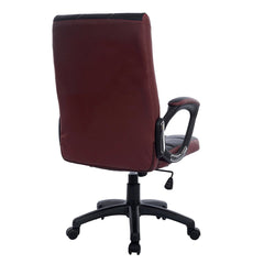 Waffle Contrasting Panels High Back PU Leather Swivel Executive Office Chair, Black & Brown