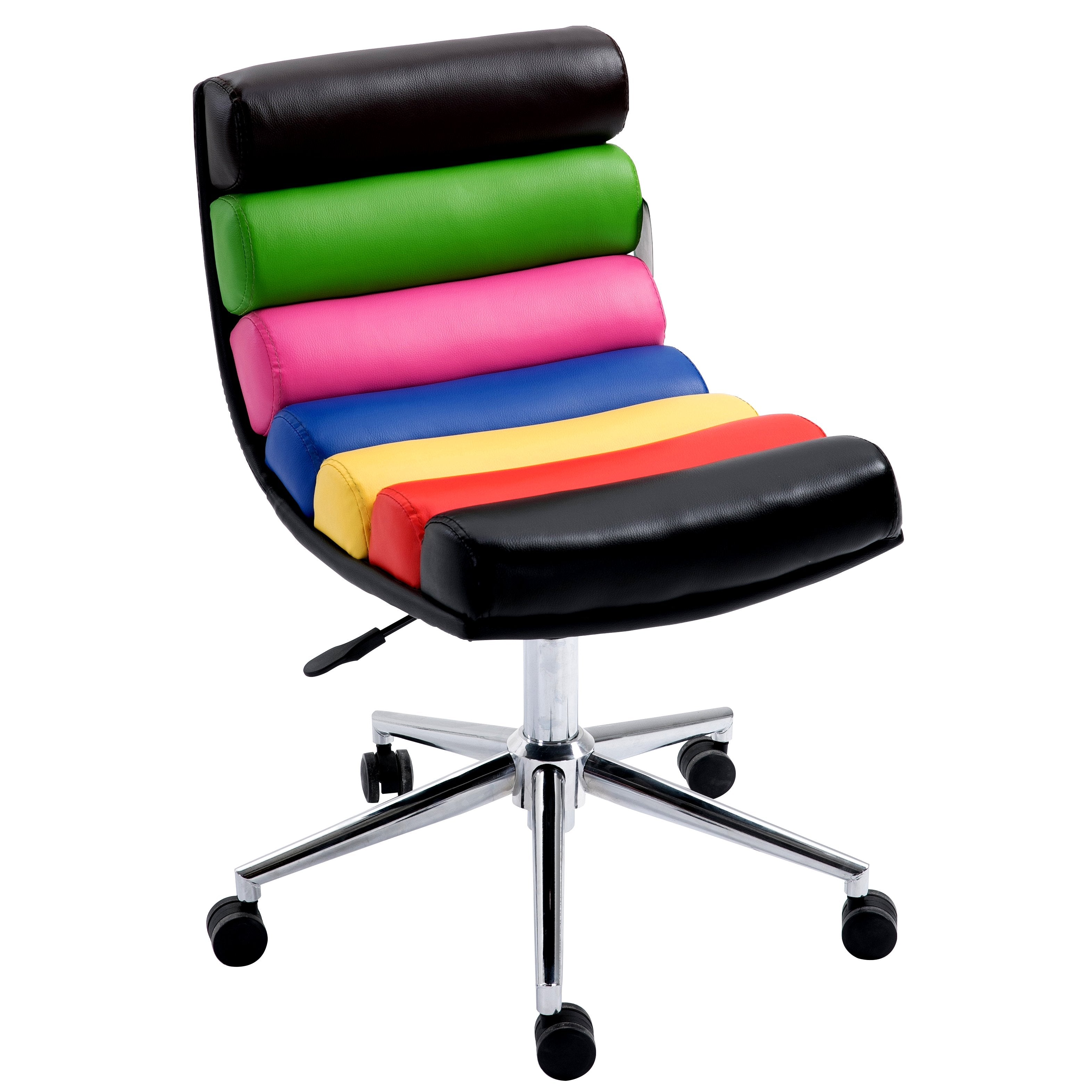 Rainbow Faux Leather Chrome Base Desk Chair, Multi-colour