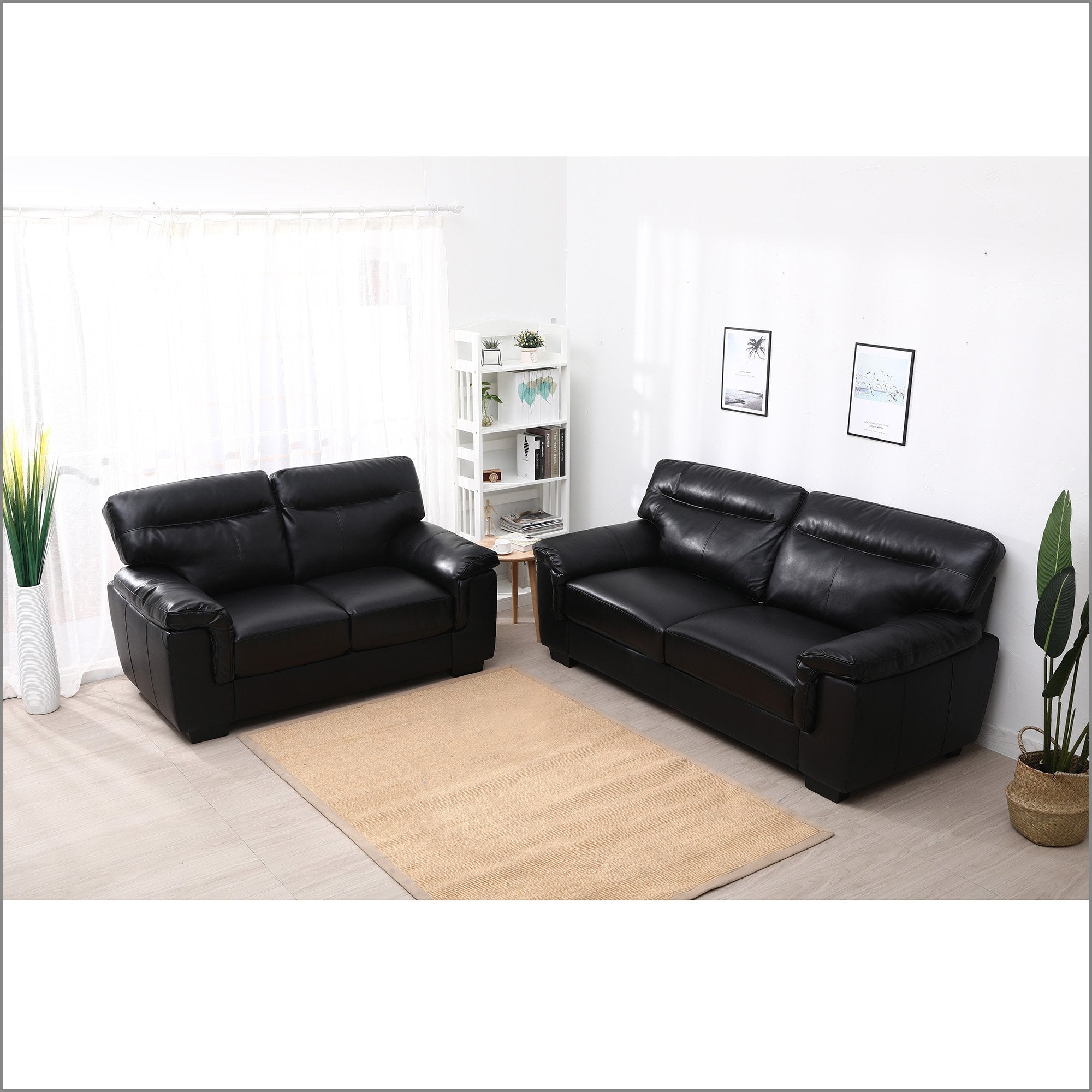 Meriden 3+2-Seater Sofas Set, Black